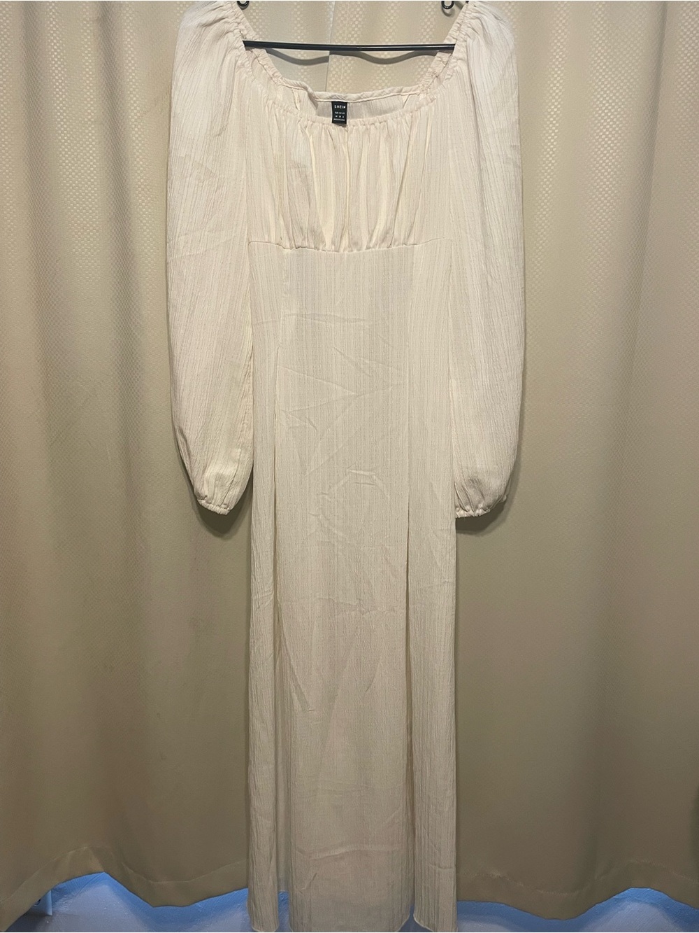 SHEIN Cream Long Sleeve Maxi Dress